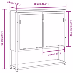 vidaXL Bathroom Mirror Cabinet Storage Cabinet Grey Sonoma Engineered Wood