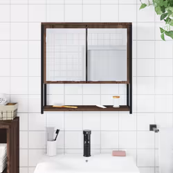 vidaXL Bathroom Mirror Cabinet Wall Mounted Cabinet Brown Oak Engineered Wood