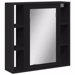 vidaXL Bathroom Mirror Cabinet Wall Cabinet Cupboard Black Engineered Wood