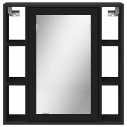vidaXL Bathroom Mirror Cabinet Wall Cabinet Cupboard Black Engineered Wood - Additional view 4