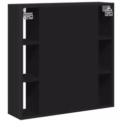 vidaXL Bathroom Mirror Cabinet Wall Cabinet Cupboard Black Engineered Wood - Additional view 7