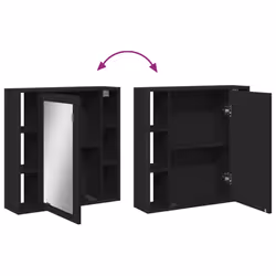 vidaXL Bathroom Mirror Cabinet Wall Cabinet Cupboard Black Engineered Wood - Additional view 8