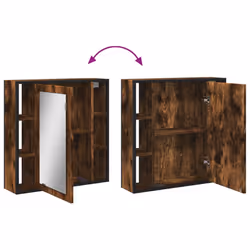vidaXL Bathroom Mirror Cabinet Wall Mounted Cabinet Smoked Oak Engineered Wood - Additional view 8