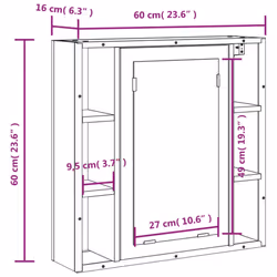 vidaXL Bathroom Mirror Cabinet Storage Cabinet Grey Sonoma Engineered Wood
