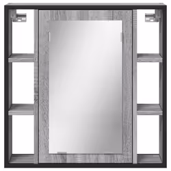 vidaXL Bathroom Mirror Cabinet Storage Cabinet Grey Sonoma Engineered Wood - Additional view 4
