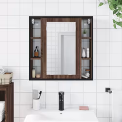 vidaXL Bathroom Mirror Cabinet Wall Mounted Cabinet Brown Oak Engineered Wood