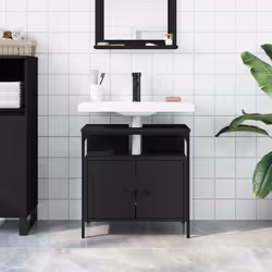 vidaXL Bathroom Sink Cabinet Vanity Unit Sink Cupboard Black Engineered Wood