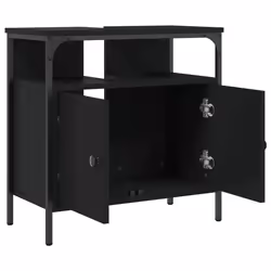vidaXL Bathroom Sink Cabinet Vanity Unit Sink Cupboard Black Engineered Wood - Additional view 5