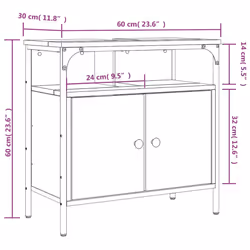 vidaXL Bathroom Sink Cabinet Storage Vanity Unit Smoked Oak Engineered Wood - Additional view 3