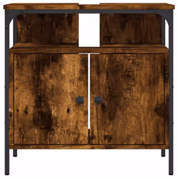 vidaXL Bathroom Sink Cabinet Storage Vanity Unit Smoked Oak Engineered Wood - Additional view 4