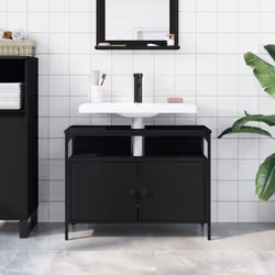 vidaXL Bathroom Sink Cabinet Vanity Unit Sink Cupboard Black Engineered Wood