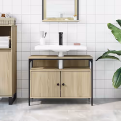 vidaXL Bathroom Sink Cabinet Storage Vanity Unit Sonoma Oak Engineered Wood - Additional view 2