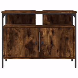 vidaXL Bathroom Sink Cabinet Storage Vanity Unit Smoked Oak Engineered Wood - Additional view 4