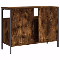 vidaXL Bathroom Sink Cabinet Storage Vanity Unit Smoked Oak Engineered Wood - Additional view 7