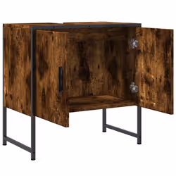 vidaXL Bathroom Sink Cabinet Storage Vanity Unit Smoked Oak Engineered Wood - Additional view 5