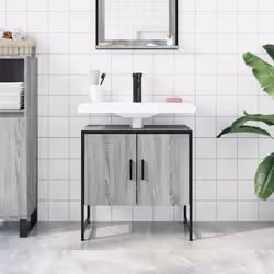 vidaXL Bathroom Sink Cabinet Storage Vanity Unit Grey Sonoma Engineered Wood - Additional view 2