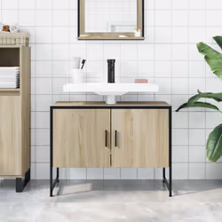 vidaXL Bathroom Sink Cabinet Storage Vanity Unit Sonoma Oak Engineered Wood - Additional view 2