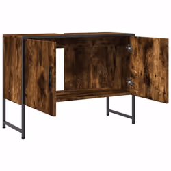 vidaXL Bathroom Sink Cabinet Storage Vanity Unit Smoked Oak Engineered Wood - Additional view 5