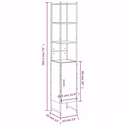 vidaXL Bathroom Cabinet Storage Unit Cupboard Grey Sonoma Engineered Wood - Additional view 3