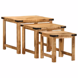 vidaXL Nesting Side Tables Coffee Nesting Table 3 pcs Solid Rough Wood Mango