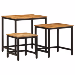 vidaXL Nesting Side Tables Coffee Nesting Table 3 pcs Solid Rough Wood Mango