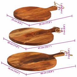 vidaXL Chopping Board Wooden Cutting Board Cheese Board 3pcs Solid Wood Acacia - Round