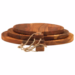 vidaXL Chopping Board Wooden Cutting Board Cheese Board 3pcs Solid Wood Acacia - Round - Additional view 4