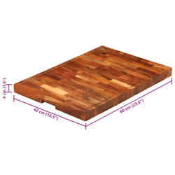 vidaXL Chopping Board Kitchen Cutting Board Cheese Board Solid Wood - 60 x 42 x 4 cm