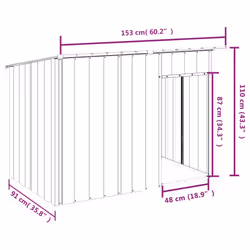 vidaXL Dog House with Roof Dog Kennel Dog Crate Anthracite Galvanised Steel - Additional view 7
