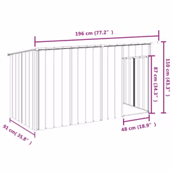 vidaXL Dog House with Roof Dog Kennel Dog Crate Anthracite Galvanised Steel