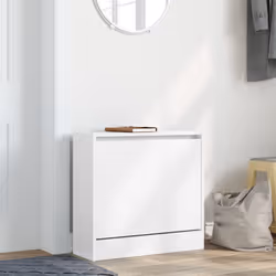 vidaXL Shoe Cabinet with 4 Flip-Drawers Shoe Storage Shelf Shoe Rack Cupboard - white, 60 x 21 x 57 cm