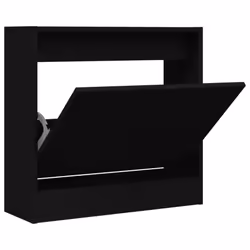 vidaXL Shoe Cabinet with 4 Flip-Drawers Shoe Storage Shelf Shoe Rack Cupboard - black, 60 x 21 x 57 cm