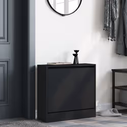 vidaXL Shoe Cabinet with 4 Flip-Drawers Shoe Storage Shelf Shoe Rack Cupboard - black, 60 x 21 x 57 cm