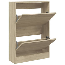 vidaXL Shoe Cabinet with 4 Flip-Drawers Shoe Storage Shelf Shoe Rack Cupboard - sonoma oak, 60 x 21 x 87.5 cm