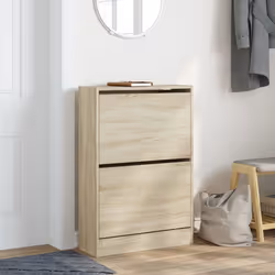 vidaXL Shoe Cabinet with 4 Flip-Drawers Shoe Storage Shelf Shoe Rack Cupboard - sonoma oak, 60 x 21 x 87.5 cm
