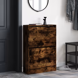 vidaXL Shoe Cabinet with 4 Flip-Drawers Shoe Storage Shelf Shoe Rack Cupboard - smoked oak, 60 x 21 x 87.5 cm