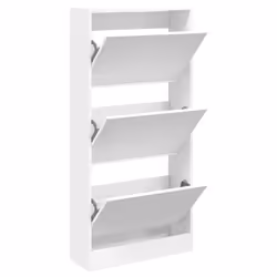 vidaXL Shoe Cabinet with 4 Flip-Drawers Shoe Storage Shelf Shoe Rack Cupboard - white, 60 x 21 x 125.5 cm