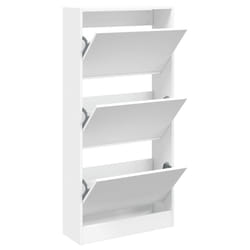 vidaXL Shoe Cabinet with 4 Flip-Drawers Shoe Storage Shelf Shoe Rack Cupboard - white, 60 x 21 x 125.5 cm