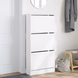 vidaXL Shoe Cabinet with 4 Flip-Drawers Shoe Storage Shelf Shoe Rack Cupboard - white, 60 x 21 x 125.5 cm