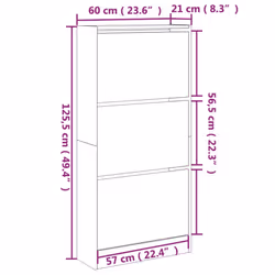 vidaXL Shoe Cabinet with 4 Flip-Drawers Shoe Storage Shelf Shoe Rack Cupboard - white, 60 x 21 x 125.5 cm