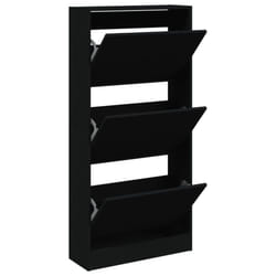 vidaXL Shoe Cabinet with 4 Flip-Drawers Shoe Storage Shelf Shoe Rack Cupboard - black, 60 x 21 x 125.5 cm