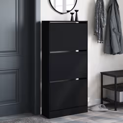 vidaXL Shoe Cabinet with 4 Flip-Drawers Shoe Storage Shelf Shoe Rack Cupboard - black, 60 x 21 x 125.5 cm
