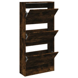 vidaXL Shoe Cabinet with 4 Flip-Drawers Shoe Storage Shelf Shoe Rack Cupboard - smoked oak, 60 x 21 x 125.5 cm