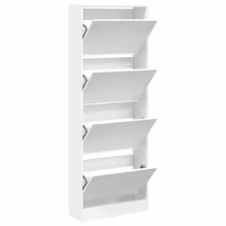 vidaXL Shoe Cabinet with 4 Flip-Drawers Shoe Storage Shelf Shoe Rack Cupboard - white, 60 x 21 x 163.5 cm