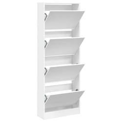 vidaXL Shoe Cabinet with 4 Flip-Drawers Shoe Storage Shelf Shoe Rack Cupboard - white, 60 x 21 x 163.5 cm