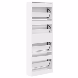 vidaXL Shoe Cabinet with 4 Flip-Drawers Shoe Storage Shelf Shoe Rack Cupboard - white, 60 x 21 x 163.5 cm - Additional view 6