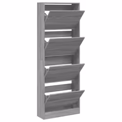 vidaXL Shoe Cabinet with 4 Flip-Drawers Shoe Storage Shelf Shoe Rack Cupboard - grey sonoma, 60 x 21 x 163.5 cm