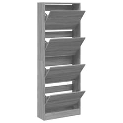 vidaXL Shoe Cabinet with 4 Flip-Drawers Shoe Storage Shelf Shoe Rack Cupboard - grey sonoma, 60 x 21 x 163.5 cm
