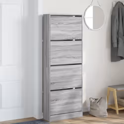 vidaXL Shoe Cabinet with 4 Flip-Drawers Shoe Storage Shelf Shoe Rack Cupboard - grey sonoma, 60 x 21 x 163.5 cm