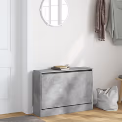 vidaXL Shoe Cabinet with 4 Flip-Drawers Shoe Storage Shelf Shoe Rack Cupboard - concrete grey, 80 x 21 x 57 cm - Additional view 2